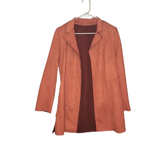 unbranded Jackets & Blazers - Long Orange/Red Faux Suede Leather Jacket size M/L